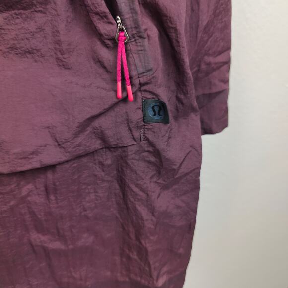 Lululemon lab Packable Anorak Pelt Jacket Mens Large Purple Hooded Poncho Vented - Picture 2 of 9